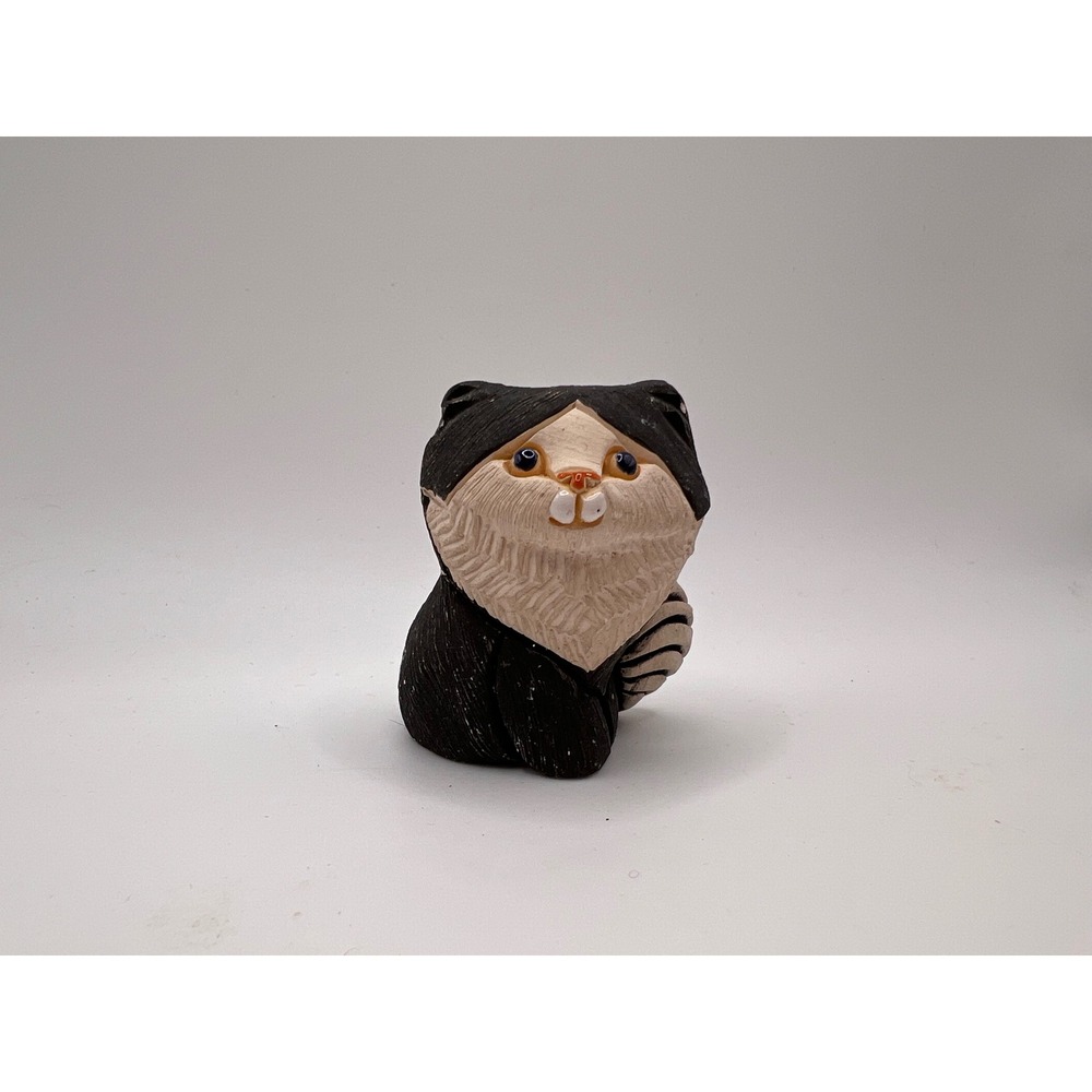 Vintage Artesania Rinconada Ceramic Black & White Persian Cat Kitten 315 Signed